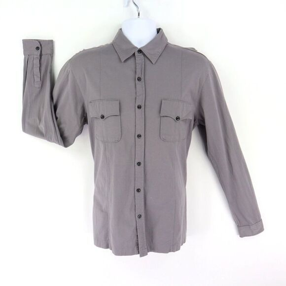 Apt. 9 Long Sleeve Button Up Shirt Collared Mens Sz M Gray 100% Cotton Pockets - Picture 1 of 7